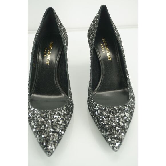 Saint Laurent Charlotte 55MM Black Glitter Pointy Toe Pump  YSL - Picture 4 of 12